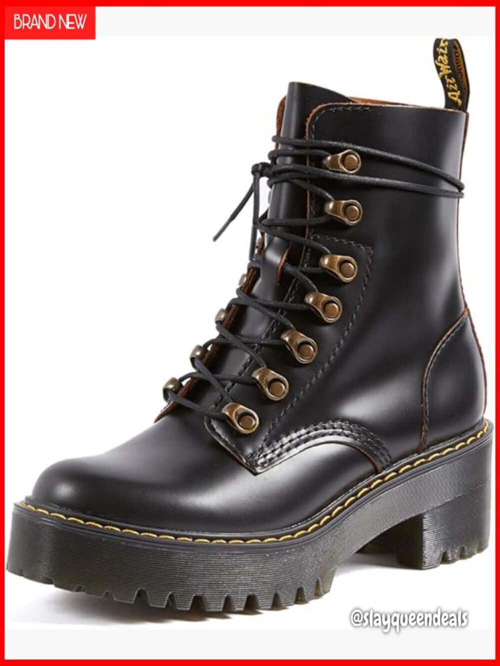 Leather Heeled Boots with Chunky Heel, Lace-Up Closure, 7-Inch Shaft